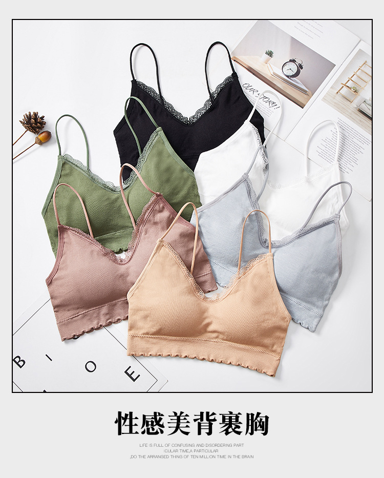 Direct sales from the manufacturer of the 2020 new lace, threaded, seamless back-hugging and chest-wrapping underwear women's comfort vest detail image 1