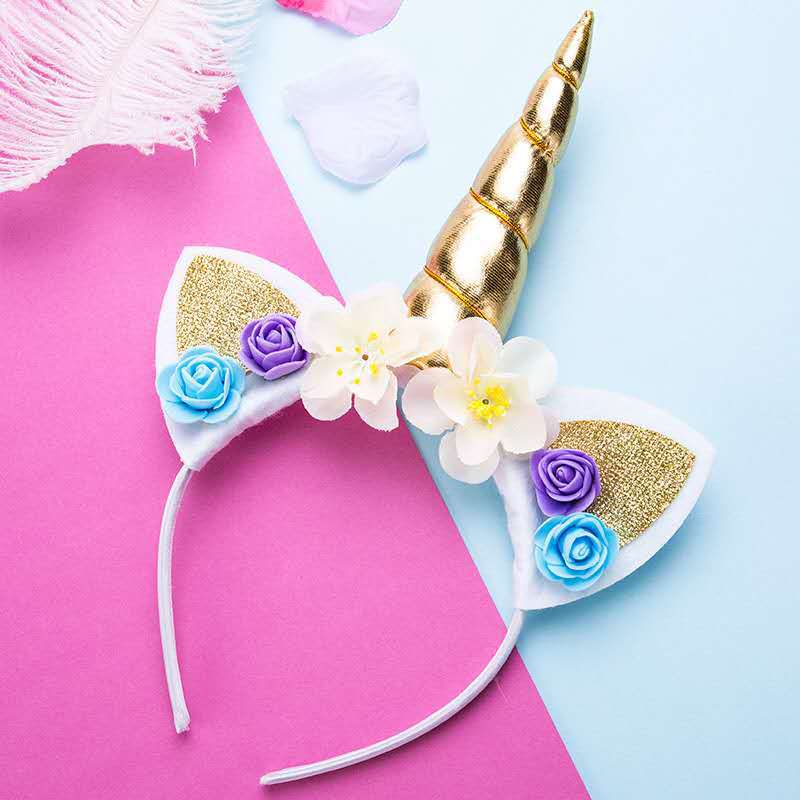 Factory direct supply of cross-border unicorn headbands, children's cartoon headbands, Halloween princess birthday party headwear wholesale detail image 5