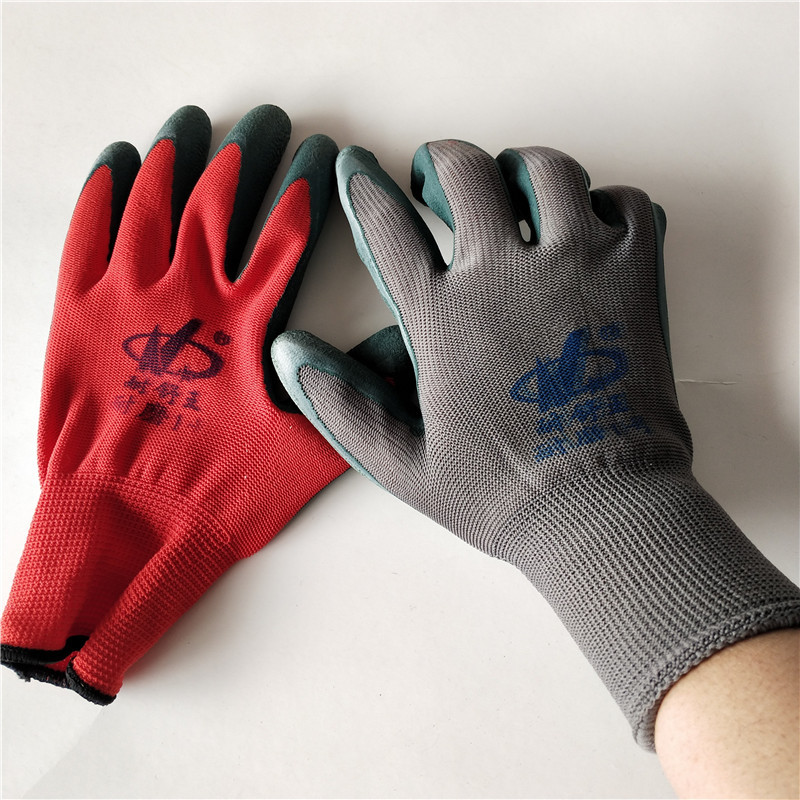 发泡手套浸胶手套橡胶涤棉透气搬砖工地干活手套劳保批发