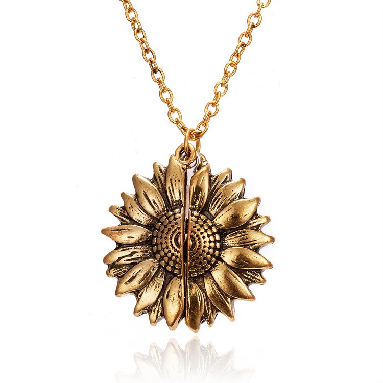 Fashion Sunflower Alloy Plating Flower Metal Necklace display picture 4