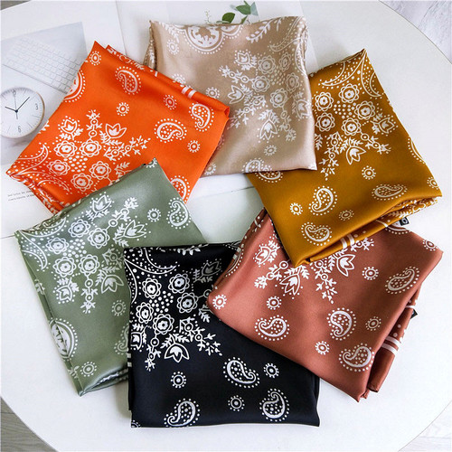 70 cashew flower small square scarf for women spring, autumn and summer new ins style versatile decorative literary Korean small silk scarf