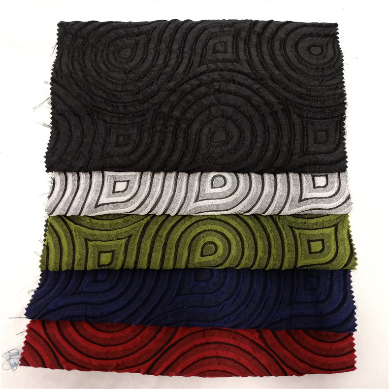 八卦旋涡迷宫几何水滴花纹色织大提花布料 男女装涤纶梭交织面料