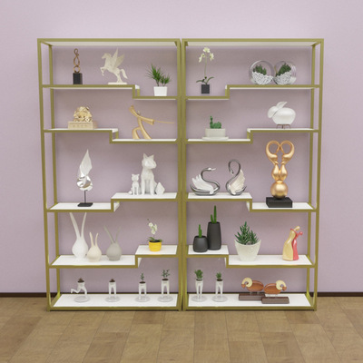 北歐書架落地客廳置物架金色陳列展示架多層鐵藝貨架簡約現代ins