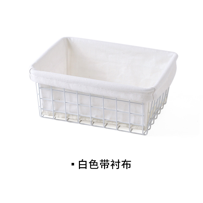日式金属带布储物框 隔板厨房置物架推拉衣柜收纳篮 卧式收纳用品