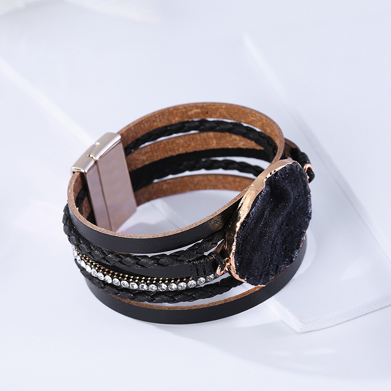 Bohemian Multi-layer Crystal Stone Leather Bracelet display picture 11