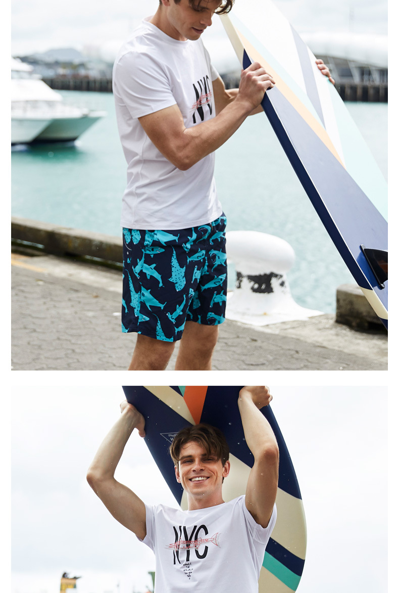 161g Weight Shorts Pants Length Polyester Fabric Type Mid Waist Waist Line Straight Pants, Shorts Pants Type Inelastic Elasticity Beach, Sports Occasion Regular Fit Fit Type Shark Pattern Summer Season Men's Gender Casual Style Men's Shark Casual Regular Fit Men's Bottoms 4