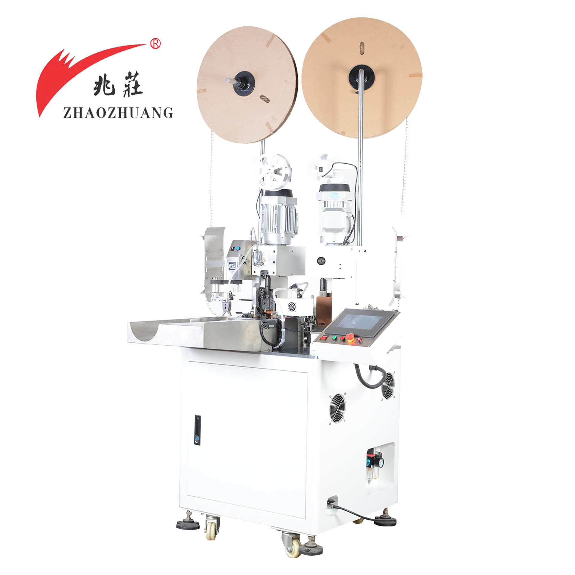 温州兆庄全自动端子机双头连剥带打压着机多芯线剥皮压接机导线