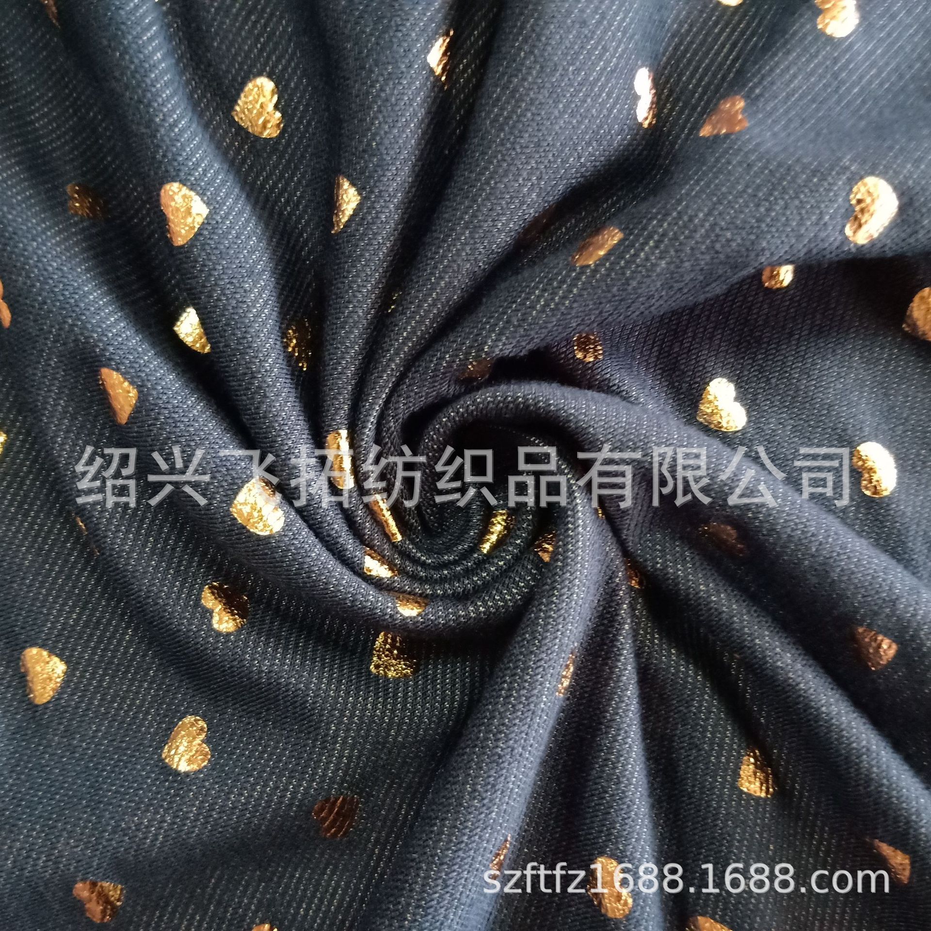 厂家直销 210gsm 涤棉CVC 弹力斜纹针织牛仔烫金布 TC T 牛仔