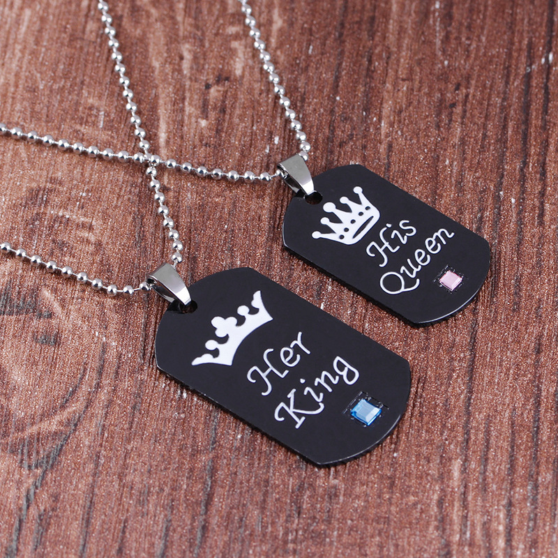 Hot Sale New Fashion Couple Crown Lettering Necklace Keychain Wholesale display picture 13