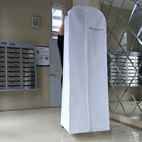 1.8 meters longer, wider and thicker double-sided non-woven fabric with larger tail wedding dress bag, dual-purpose dust cover can be printed with logo