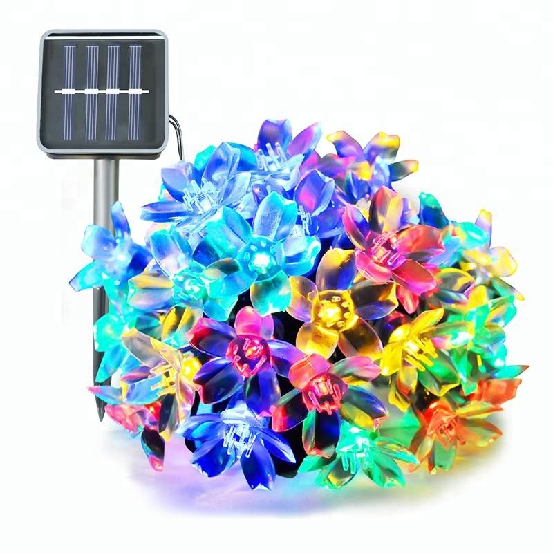 30 LED lámparas solares de flores de melocotón en árboles pequeñas luces de color de Navidad lámparas decorativas de patio al aire libre impermeables