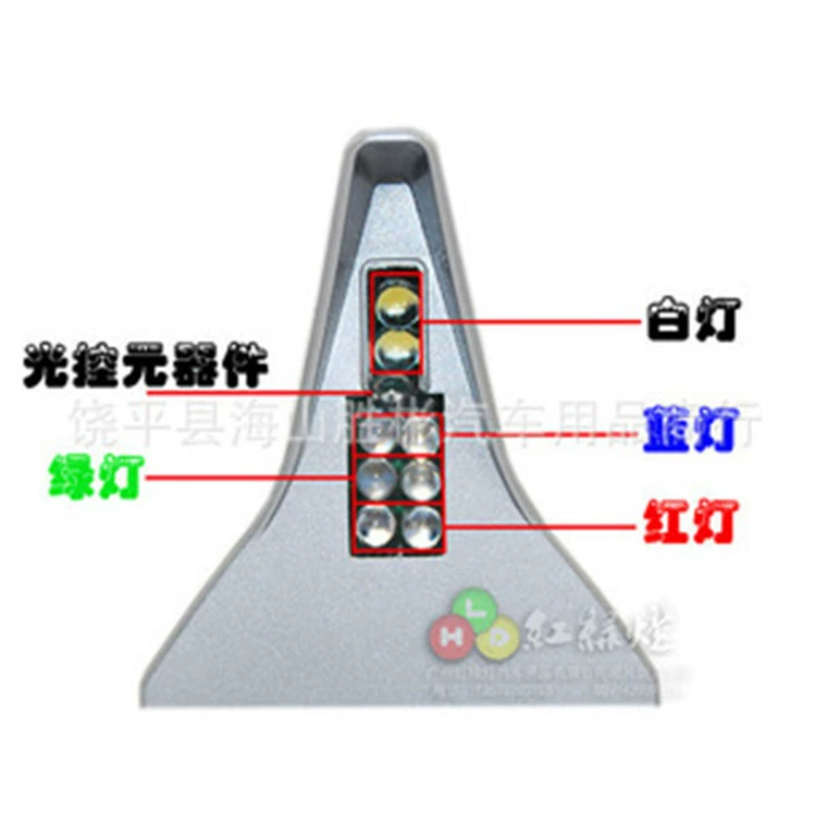 Solar-Powered LED Shark-Fin Indicator, Universal Car Roof Light, 7 Colors, Sensor Flash