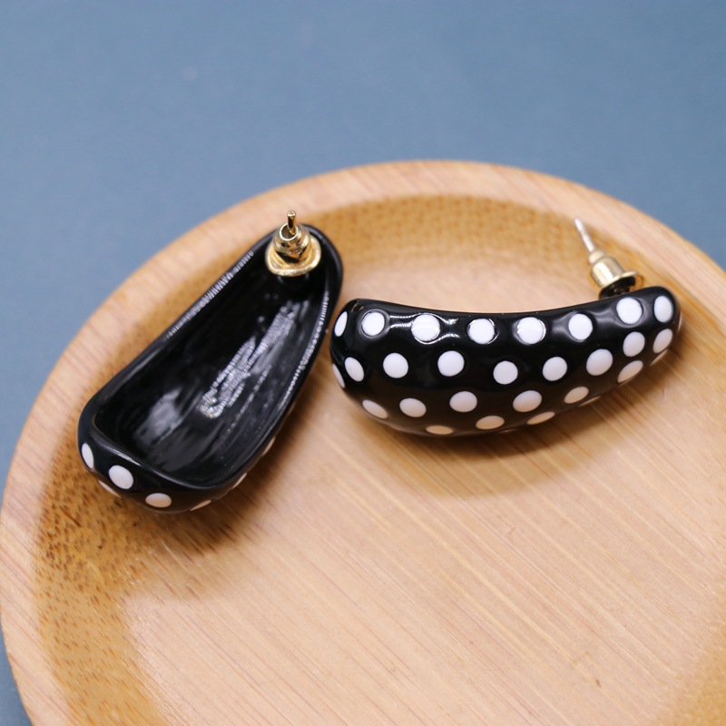 Colorful Earrings, Colored Dots, Oil Earrings, Black And Red Fashion Earrings display picture 4