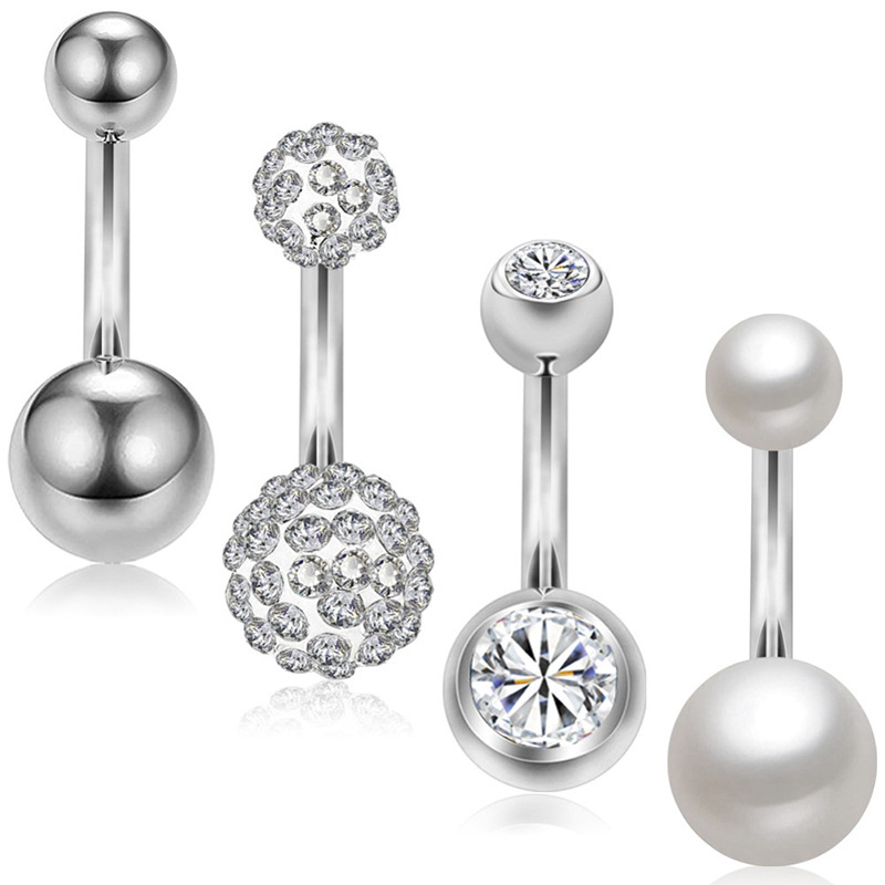 Combination Set Stainless Steel Zircon Belly Button Nail Belly Button Ring Piercing Jewelry display picture 1