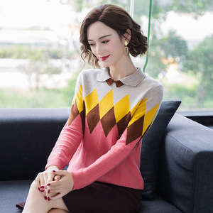Doll neck sweater women’s Pullover pure sweater