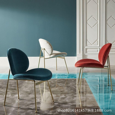 北歐ins金屬餐椅後現代簡約書桌椅金色民宿風甲殼蟲椅梳妝化妝椅