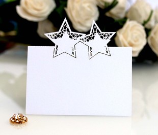 Amazon five-pointed star wedding seat card name table card laser hollow sign-in table seat secondary card wholesale
