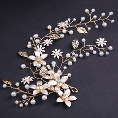 Hot-selling European-style bridal headwear: Handcrafted golden leaf-inspired soft women's hair accessory with pearl and flower accents—perfect for wedding gowns and formal attire.