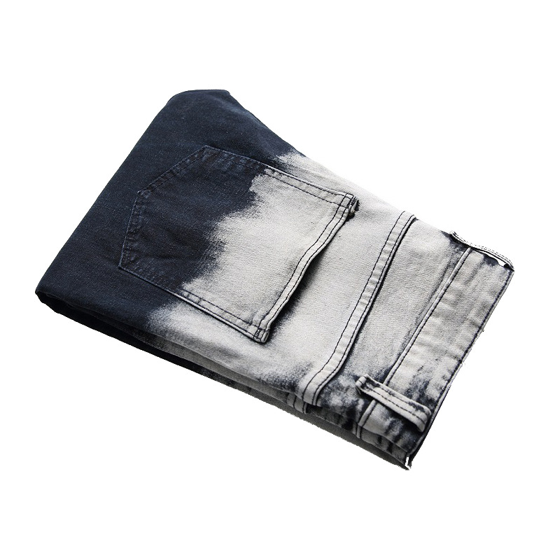 Men's Clothing Retro Denim Jeans For Men Distressed Color Blocking Stretch American Style Supply_viptrois.com
