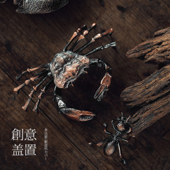 Chen Yi Metal Crab Lid as Gongfu Tea Ceremony Accessories, Copper-like Frog Lid Support Tea Set Ornament Creative Teapot Lid Stand