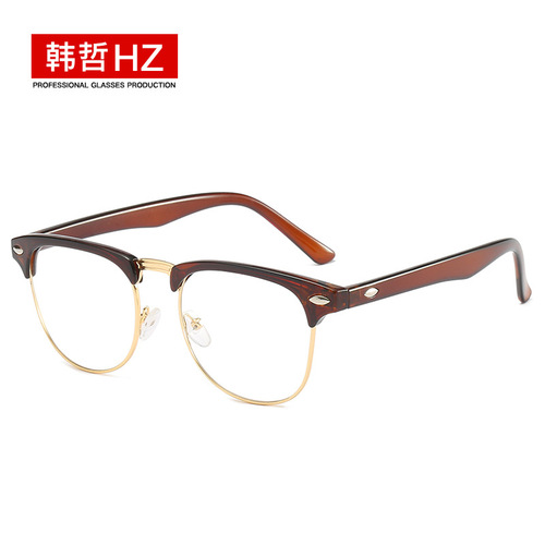 2023复古眼镜金属半框米丁3016平光镜男女士大框潮眼镜框厂家直供