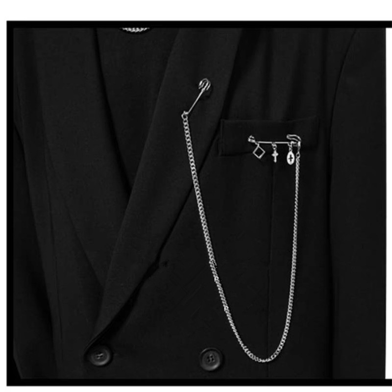 Chain Tassel Long Paragraph Pin Hip Hop Cross Fashion Suit Brooch display picture 1