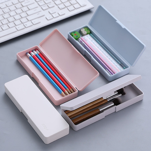 Nordic style simple plastic stationery box student storage pencil box student multi-functional square large space pencil box