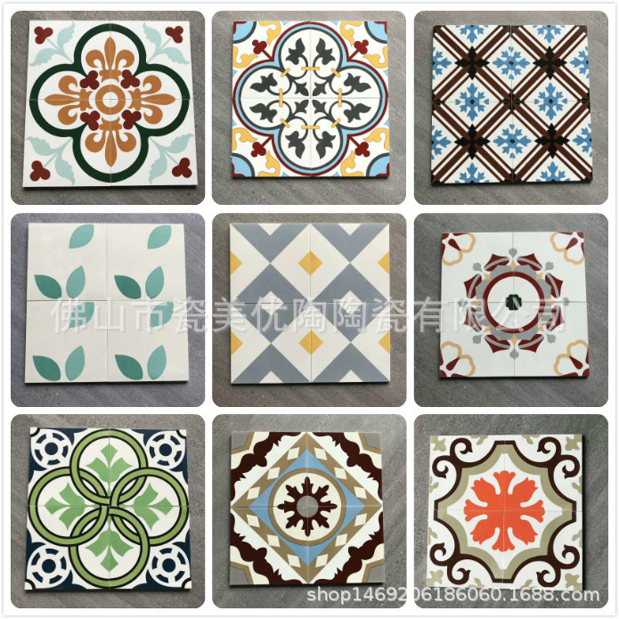 地中海风格蓝色花砖西班牙几何拼花瓷砖混铺墙地砖花片0x0mm 阿里巴巴
