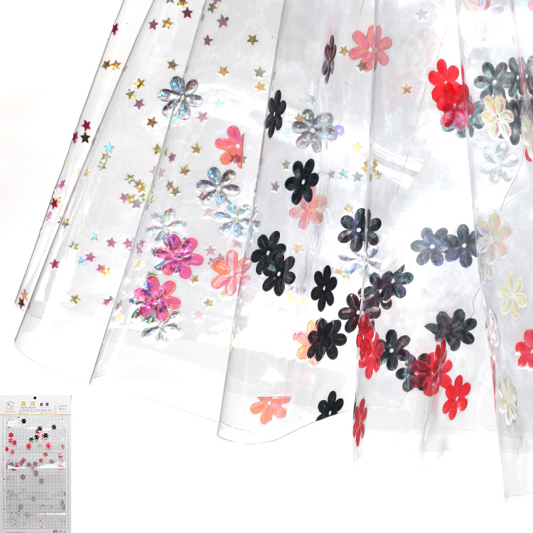 透明夾鐳射片PVC革0.4mm面料DM1903161箱包鞋材服飾裝飾革合成革