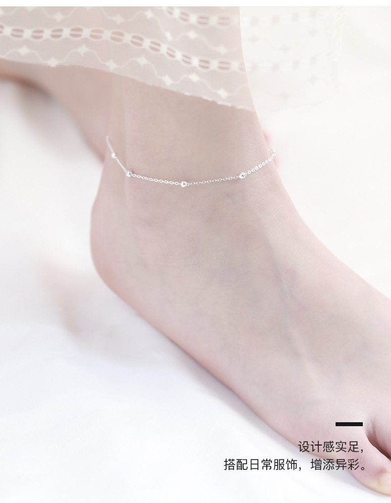 925 tobillera de plata esterlina estilo coreano de las mujeres de moda simple pequeña perla redonda tobillera elegante joyería de plata