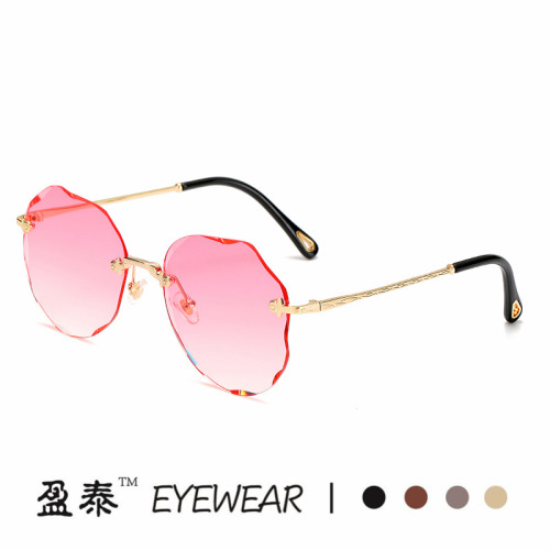  New Frameless Sunglasses Trendy Metal Toad Mirrors Uniform Sunglasses for Men and Women Personalized Cross-Border Sunglasses