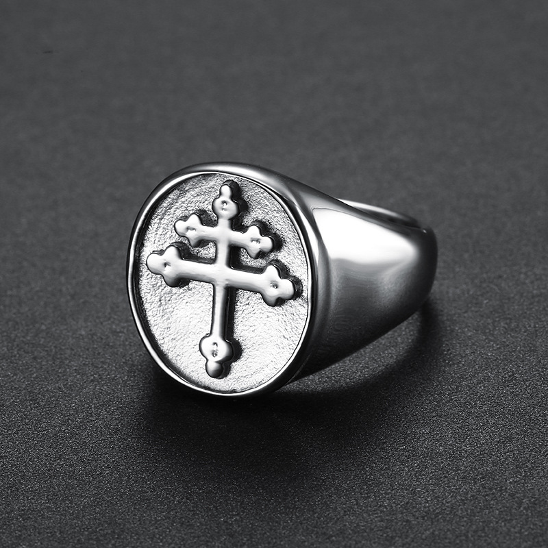 Cross Pattern Retro Cross Stainless Steel Plating Men's Rings