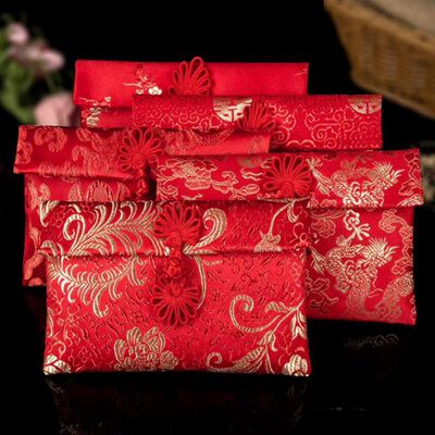 批发结婚红包 婚庆利是封绸缎红包 锦缎布艺万元改口红包|ms