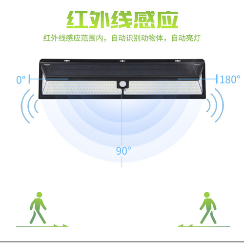 Solar charging strong light wall lamp human body sensor lamp LED landscape courtyard garden outdoor lighting street lamp