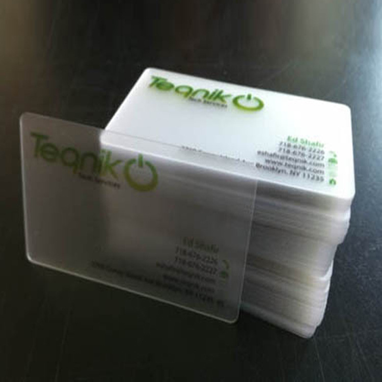 塑料透明啞白PVC名片 冰白紙 靈感紙 布紋紙等特種紙名片印刷