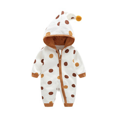 Baby jumpsuit ins spring and autumn sweatshirt double-layer zipper hooded baby jumpsuit warm baby clothes
