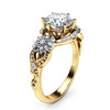 Accessory, golden two-color zirconium, jewelry, ring solar-powered, wish, 24 carat white gold