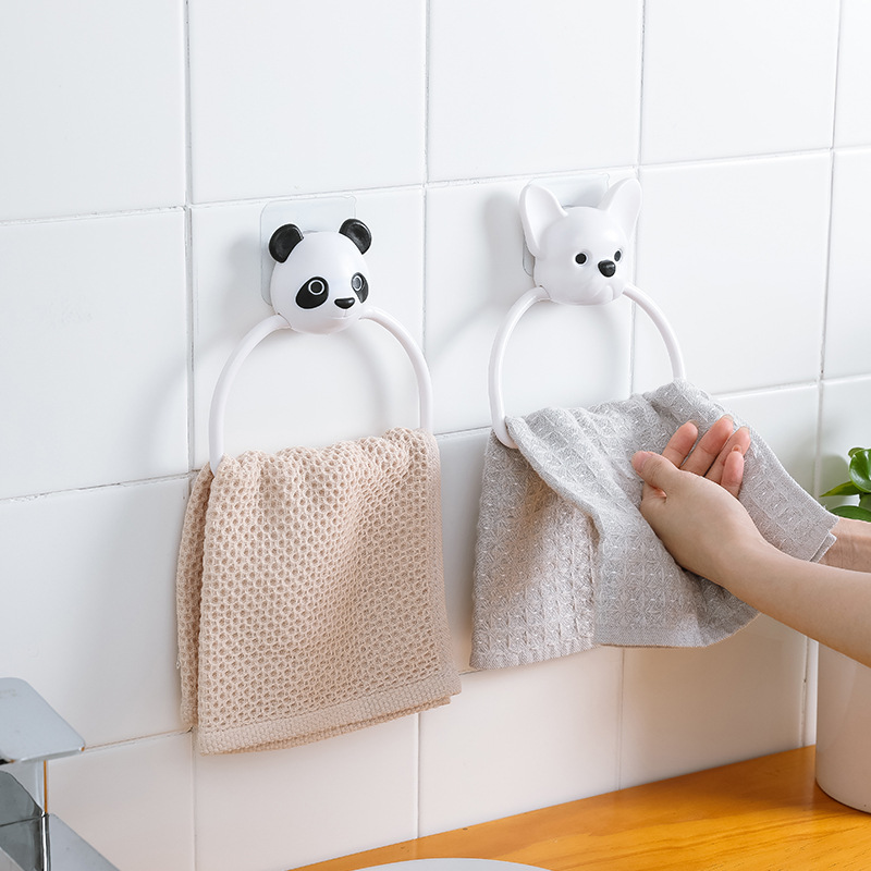 Free punch kitchen lovely Cartoon Towel hanging Shower Room towel bar Seamless rubber Towel rack