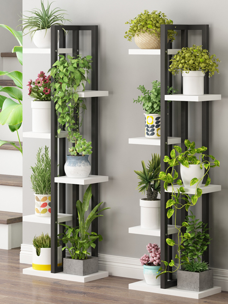 Iron flower multi-storey indoor Special Offer Shelf balcony a living room Scindapsus Succulent space to ground Solid wood frame