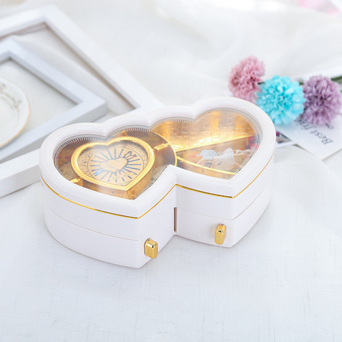 Birthday gift for girls, double heart dancing girl music box, creative music jewelry box, music box girl gift