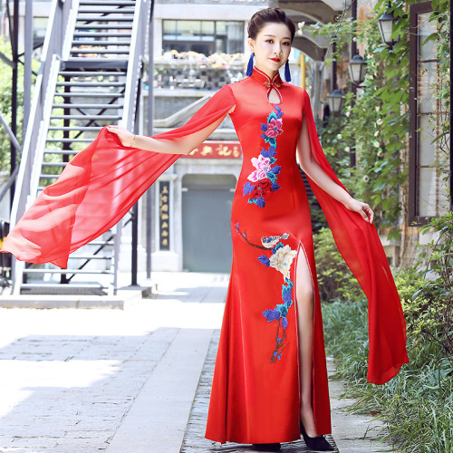 Chinese dresses for Women singers Chorus performance cheongsam dress women long skirt modern dance performance conductor long dresses