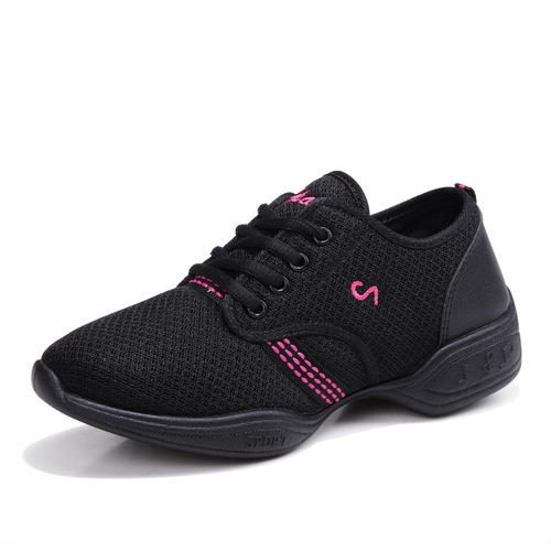 One-piece contemporary dance shoes for women, square dance shoes, mesh spring and summer dance shoes, soft-soled adult sports shoes for women