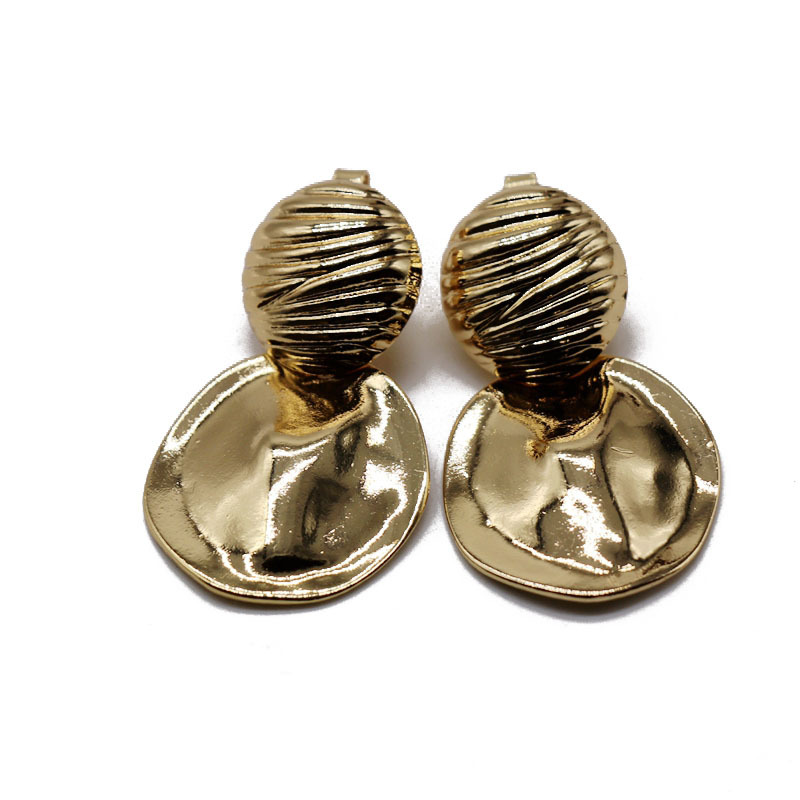 Gold Silver Vintage Court Wind Ear Clip Earrings Gold Silver Round Metal Plate Ear Clip display picture 5