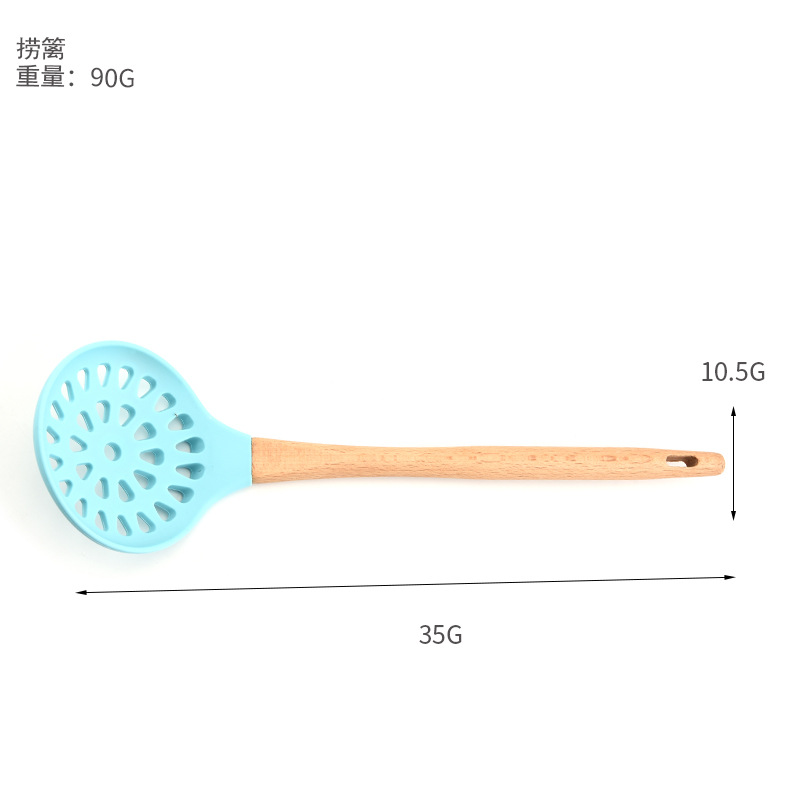 硅胶木柄厨具套装 食物夹打蛋器开瓶器家用锅铲厨房烹饪勺铲