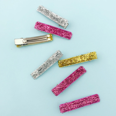 5厘米金葱闪光半包布鸭嘴夹绕布夹子diy手工发夹配件儿童发饰材料|ms