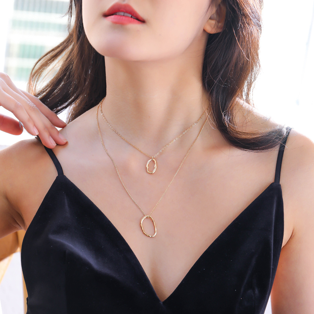 Personality Special-shaped Ring Double-layer Multi-layer Wild Necklace display picture 6