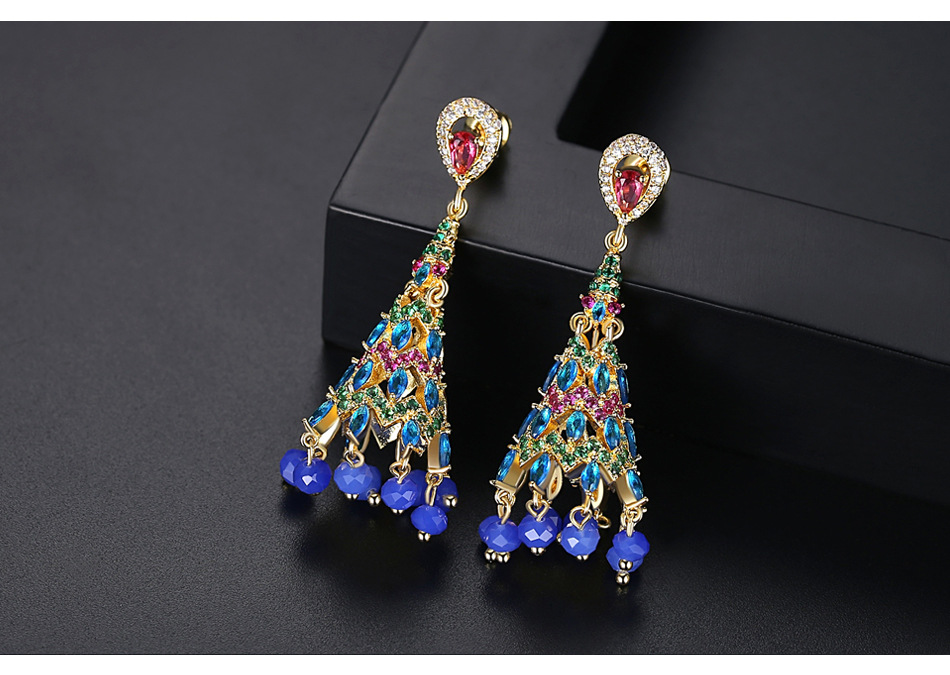 Retro New Zircon Earrings Fashion Party Ladies National Wind Bell Earrings display picture 4