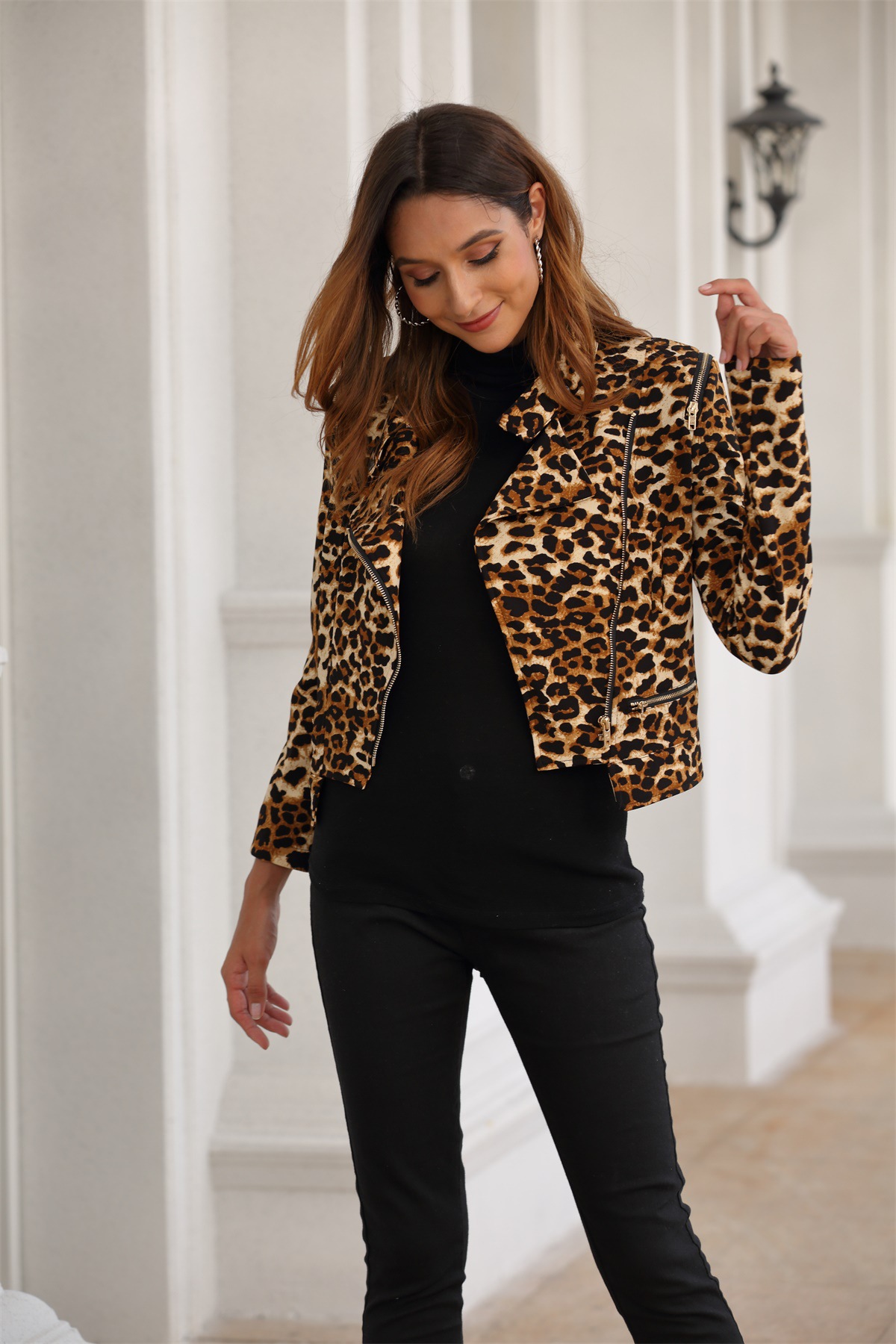 fashion casual leopard print jacket  NSSE36074