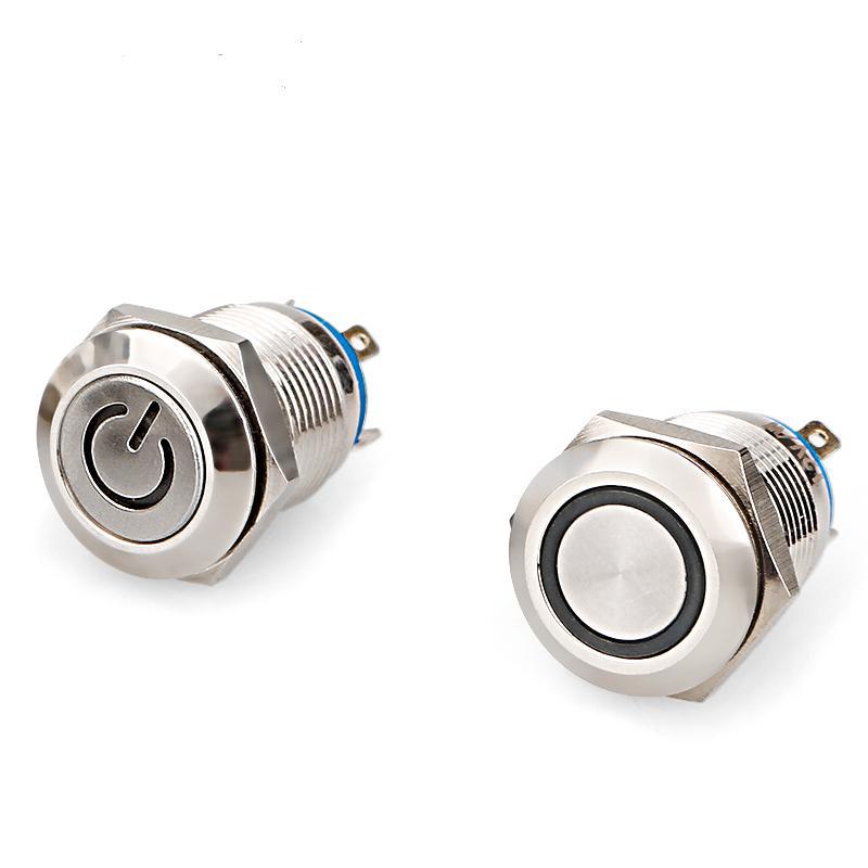 不锈钢黄铜复位金属按钮开关环形带灯HBGQ12F-10E/S