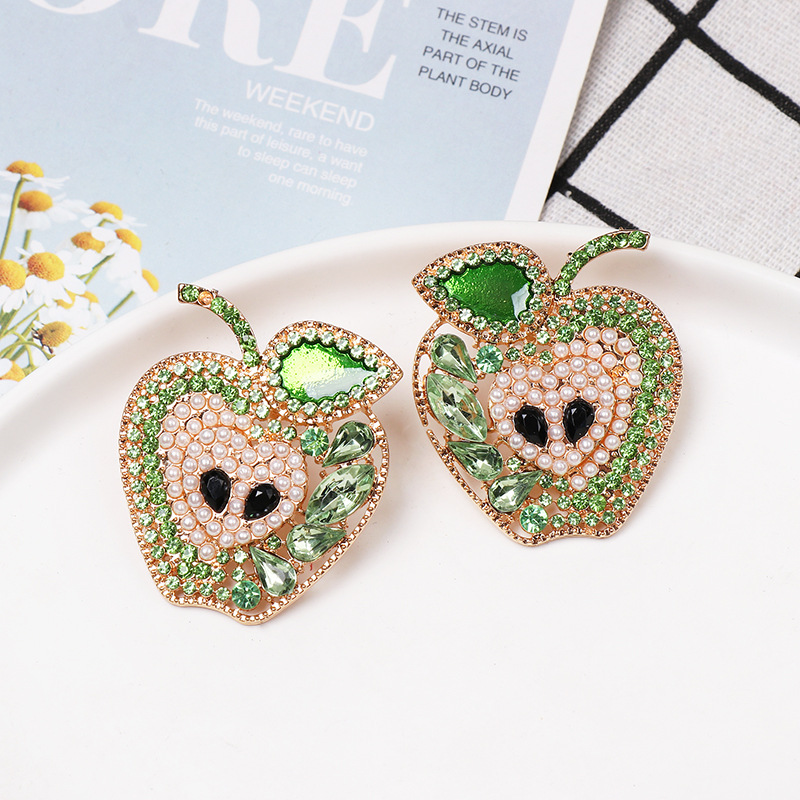 New Fruit Apple Earrings Diamond Earrings Wholesale display picture 5